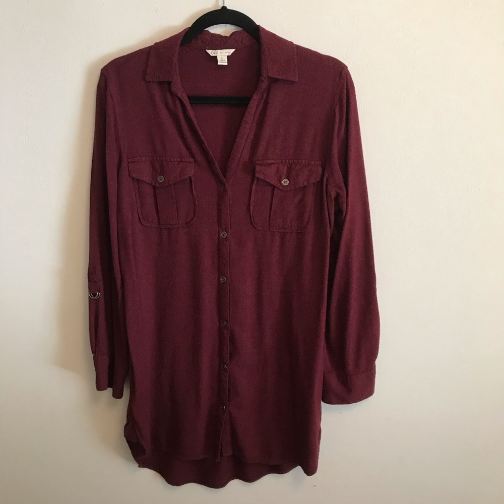 Cato Button Down Maroon Size Large - image 8